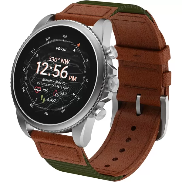 imageFossil Mens Gen 6 44mm Touchscreen Smart Watch with Alexa BuiltIn Fitness Tracker Sleep Tracker Heart Rate Monitor GPS Speaker Music Control Smartphone NotificationsSilverOliveBrown