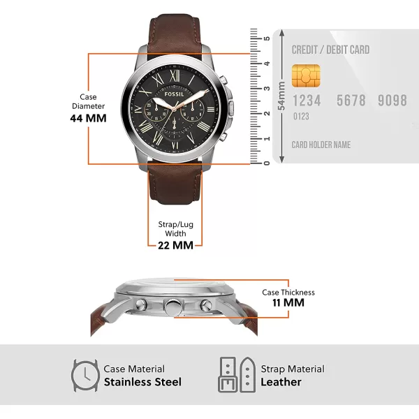 imageFossil Mens Grant Stainless Steel Quartz Chronograph WatchBrown