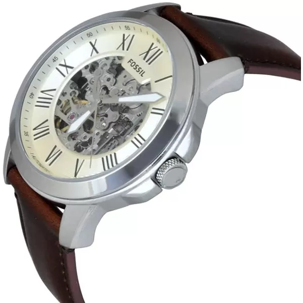 imageFossil Mens Grant Stainless Steel Quartz Chronograph WatchSilverBrown Automatic