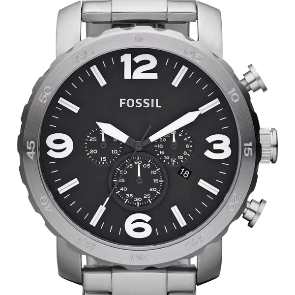 imageFossil Mens Nate Stainless Steel Quartz Chronograph WatchSilver