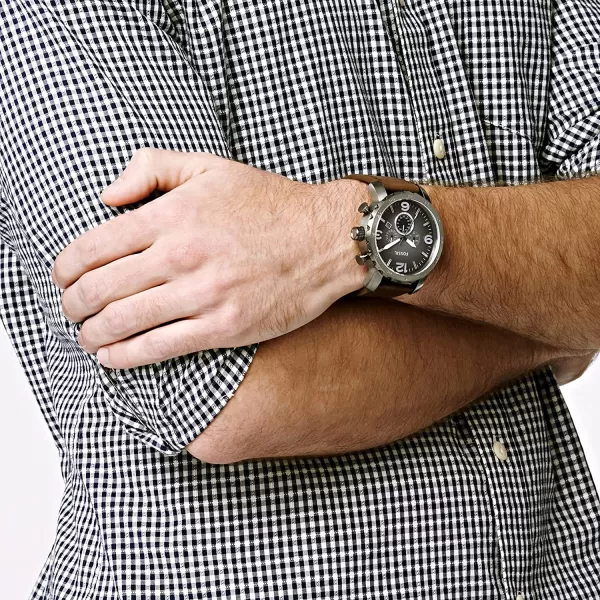 imageFossil Mens Nate Stainless Steel Quartz Chronograph WatchSmoke Brown