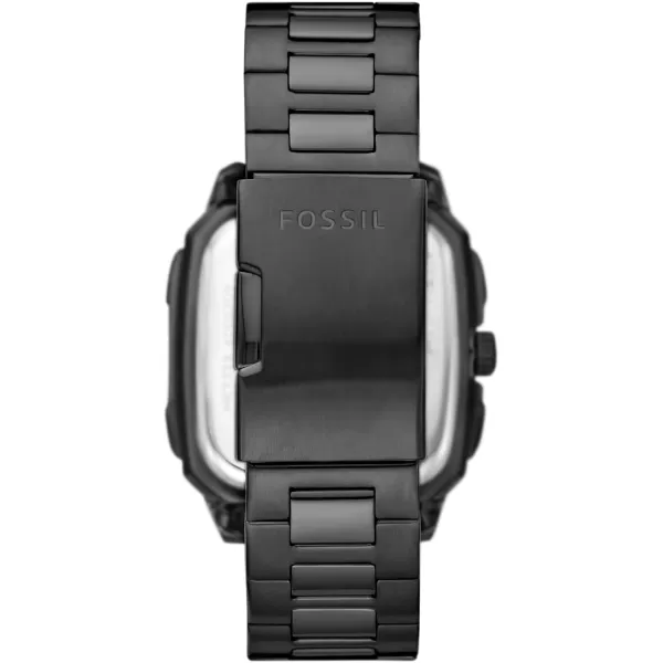 imageFossil Mens Quartz Inscription Stainless Steel Square WatchBlack Auto