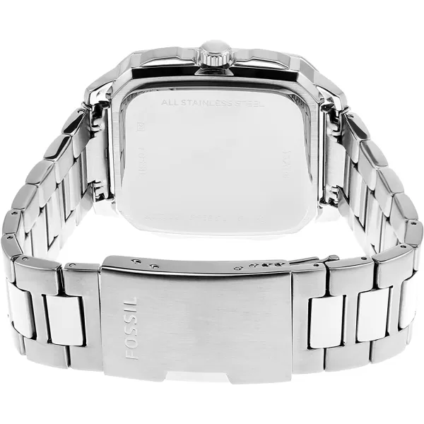 imageFossil Mens Quartz Inscription Stainless Steel Square WatchSilver