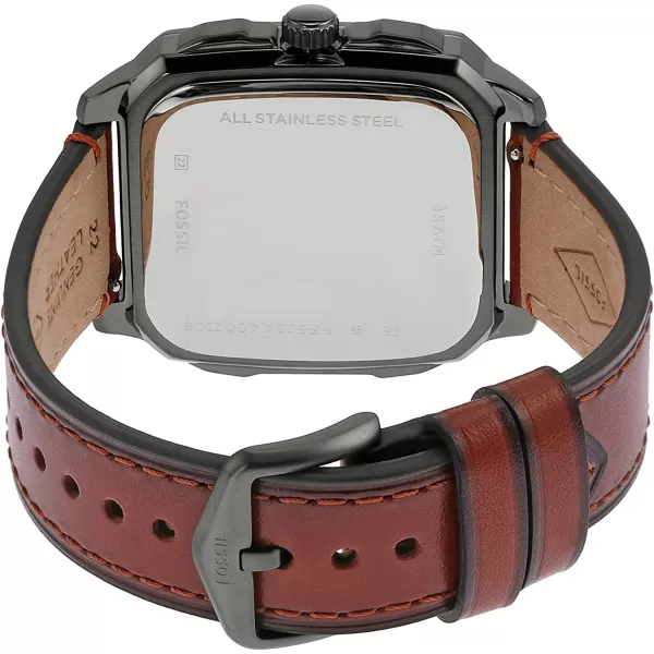 imageFossil Mens Quartz Inscription Stainless Steel Square WatchSmokeBrown