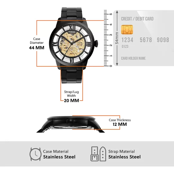 imageFossil Mens Townsman Stainless Steel Mechanical Automatic WatchBlack