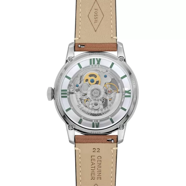 imageFossil Mens Townsman Stainless Steel Mechanical Automatic WatchSilverGreen Brown