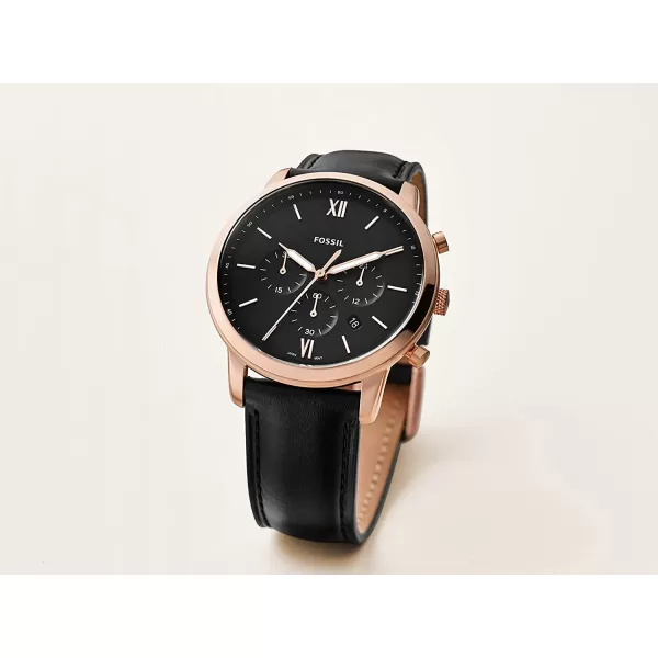 imageFossil Neutra Mens Chronograph Watch with Stainless Steel Bracelet or Genuine Leather BandRose Gold Black