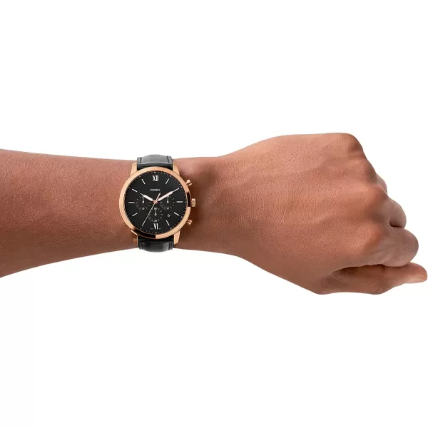 imageFossil Neutra Mens Chronograph Watch with Stainless Steel Bracelet or Genuine Leather BandRose Gold Black