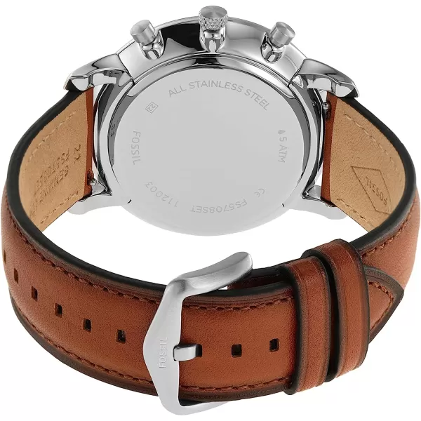 imageFossil Neutra Mens Chronograph Watch with Stainless Steel Bracelet or Genuine Leather BandSilver Brown Bracelet Set