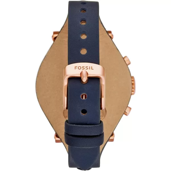 imageFossil Original Boyfriend Womens Watch with Chronograph Display and Genuine Leather Cuff BandRose Gold Blue