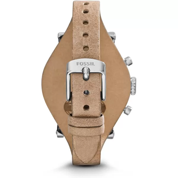 imageFossil Original Boyfriend Womens Watch with Chronograph Display and Genuine Leather Cuff BandSilver Tan