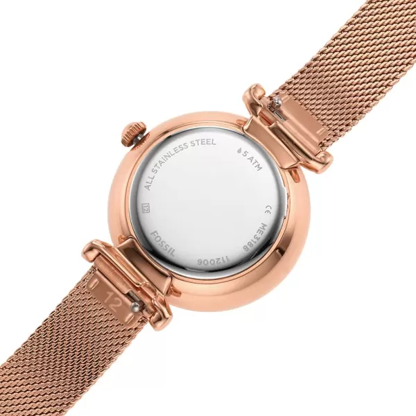 imageFossil Womens Carlie Mini Quartz Stainless Steel Silver WatchRose Gold Automatic