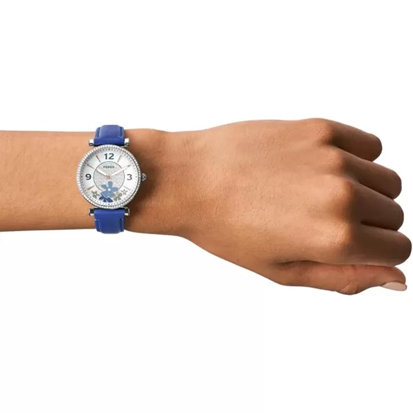 imageFossil Womens Carlie Quartz Stainless Steel WatchSilver FloralBlue