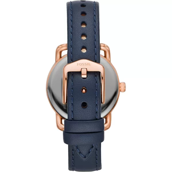 imageFossil Womens Copeland Stainless Steel and Leather Casual Quartz WatchRose Gold Blue