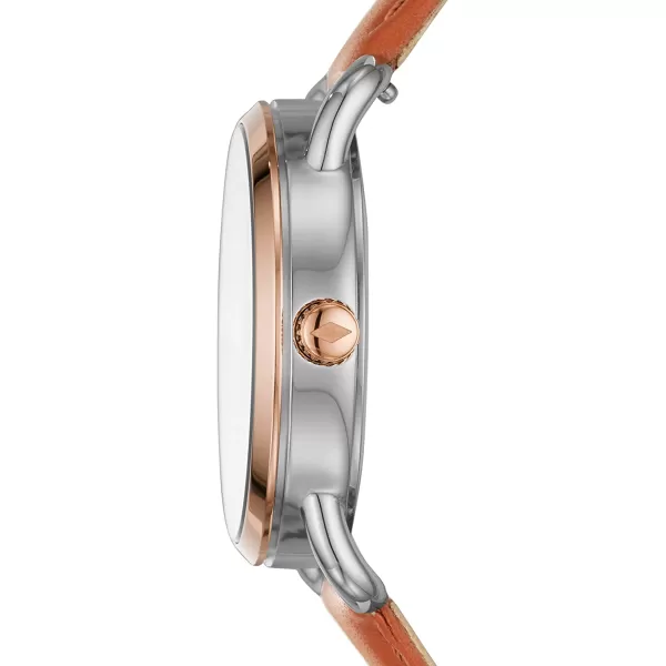 imageFossil Womens Copeland Stainless Steel and Leather Casual Quartz WatchRose Gold Brown