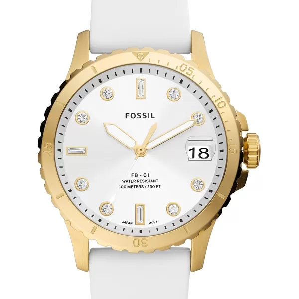 imageFossil Womens FB01 Stainless Steel DiveInspired Casual Quartz WatchGoldWhite