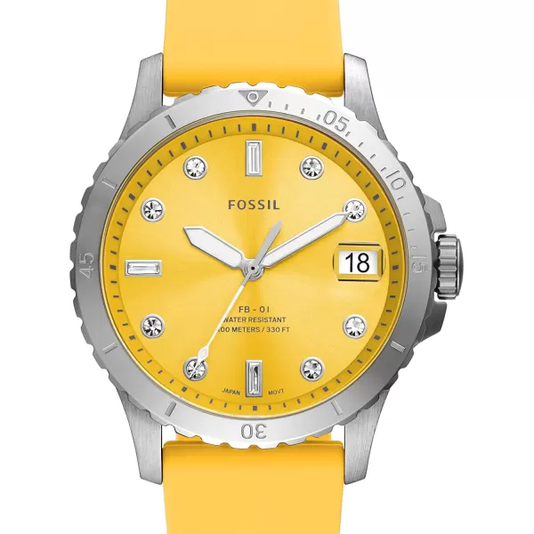 imageFossil Womens FB01 Stainless Steel DiveInspired Casual Quartz WatchSilverYellow