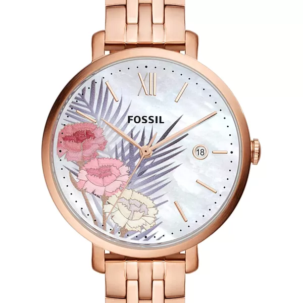 imageFossil Womens Jacqueline Quartz Stainless Steel Dress WatchRose Gold Carnation