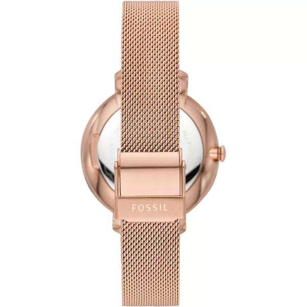 imageFossil Womens Jacqueline Quartz Stainless Steel Dress WatchRose Gold Glitz Mesh