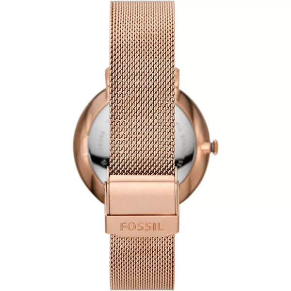 imageFossil Womens Jacqueline Quartz Stainless Steel Dress WatchRose Gold Mesh