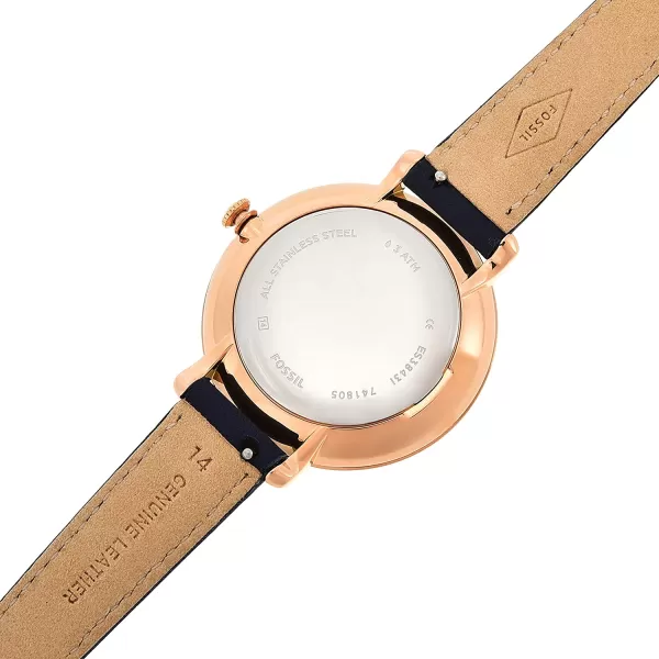 imageFossil Womens Jacqueline Quartz Stainless Steel Dress WatchRose Gold Navy