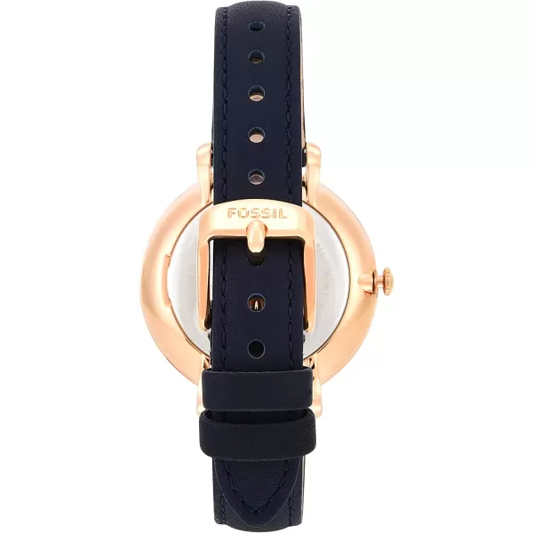 imageFossil Womens Jacqueline Quartz Stainless Steel Dress WatchRose Gold Navy