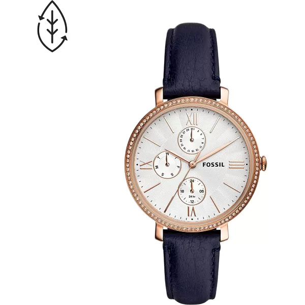 imageFossil Womens Jacqueline Quartz Stainless Steel Dress WatchRose Gold Navy Chrono