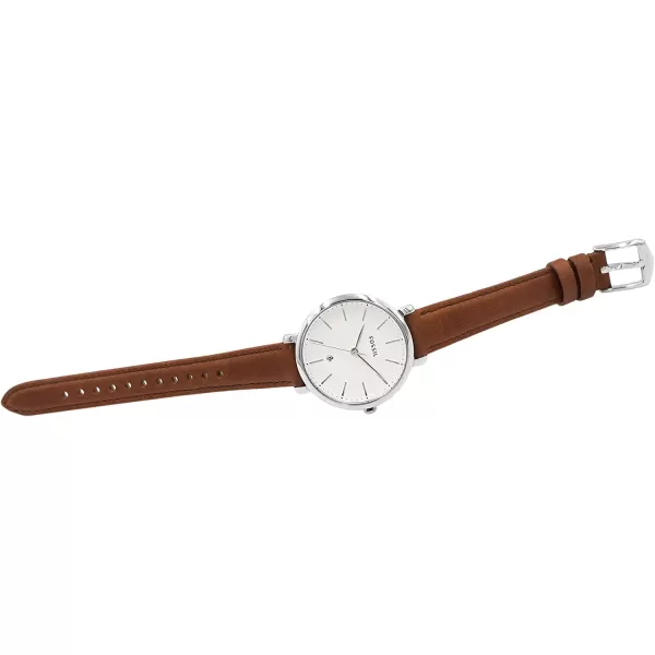 imageFossil Womens Jacqueline Quartz Stainless Steel and Leather ThreeHand Date Watch Color Silver Brown Model ES4368Fossil Womens Jacqueline Quartz Stainless Steel and Leather ThreeHand Date Watch Color Silver Brown Model ES4368