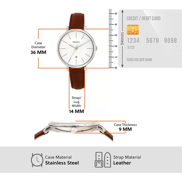 imageFossil Womens Jacqueline Quartz Stainless Steel and Leather ThreeHand Date Watch Color Silver Brown Model ES4368Fossil Womens Jacqueline Quartz Stainless Steel and Leather ThreeHand Date Watch Color Silver Brown Model ES4368