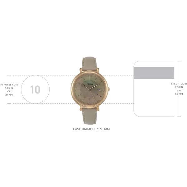 imageFossil Womens Jacqueline Quartz Stainless Steel and Leather WatchRose GoldGrey Solar