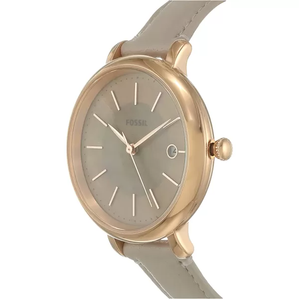 imageFossil Womens Jacqueline Quartz Stainless Steel and Leather WatchRose GoldGrey Solar