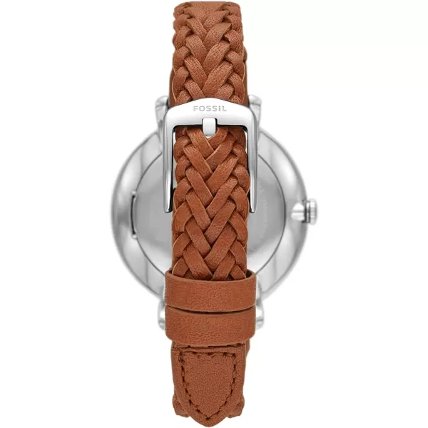 imageFossil Womens Jacqueline Quartz Stainless Steel and Leather WatchSilverBrown Braid