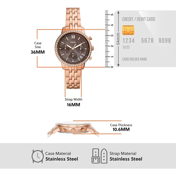 imageFossil Womens Neutra Stainless Steel Quartz Chronograph WatchRose Gold