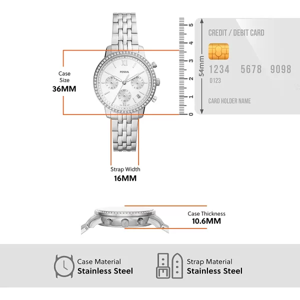 imageFossil Womens Neutra Stainless Steel Quartz Chronograph WatchSilver