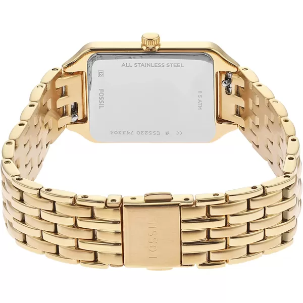 imageFossil Womens Raquel Quartz Rectangular Watch with Stainless Steel or Leather StrapGold