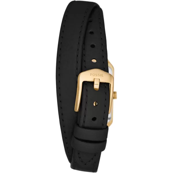 imageFossil Womens Raquel Quartz Rectangular Watch with Stainless Steel or Leather StrapGoldBlack