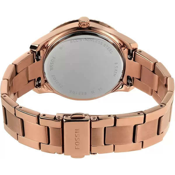 imageFossil Womens Stella Stainless Steel CrystalAccented Multifunction Quartz WatchRose Gold