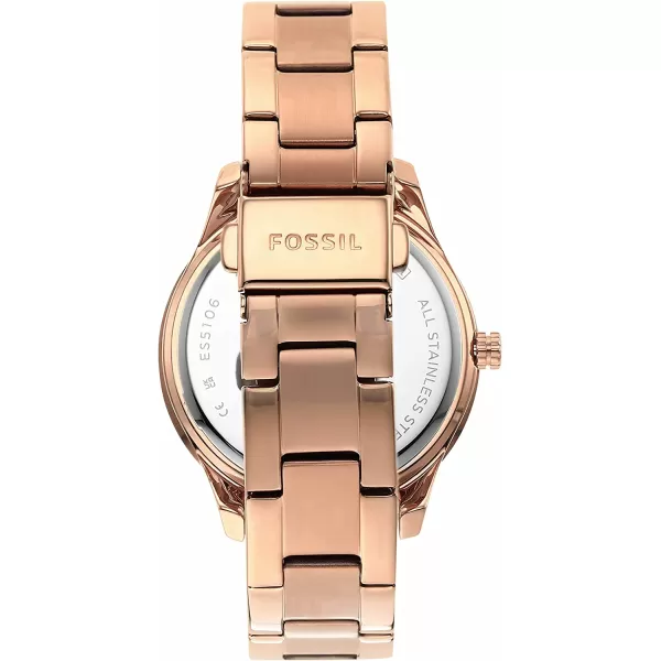 imageFossil Womens Stella Stainless Steel CrystalAccented Multifunction Quartz WatchRose Gold