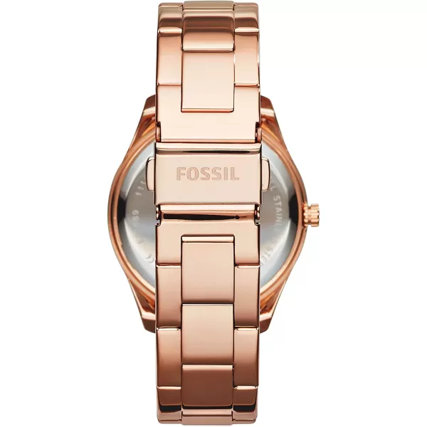 imageFossil Womens Stella Stainless Steel CrystalAccented Multifunction Quartz WatchRose Gold Glitz