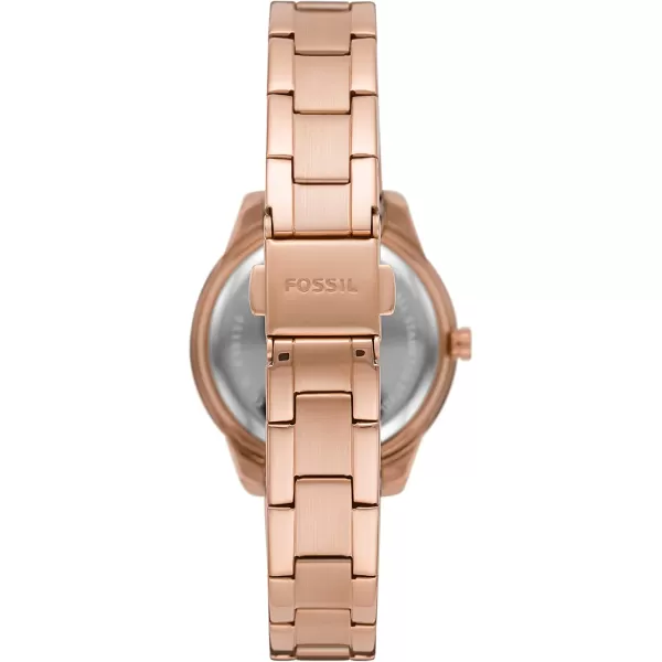 imageFossil Womens Stella Stainless Steel CrystalAccented Multifunction Quartz WatchRose Gold Mini