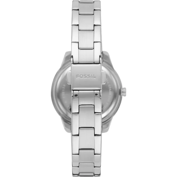 imageFossil Womens Stella Stainless Steel CrystalAccented Multifunction Quartz WatchSilver Mini