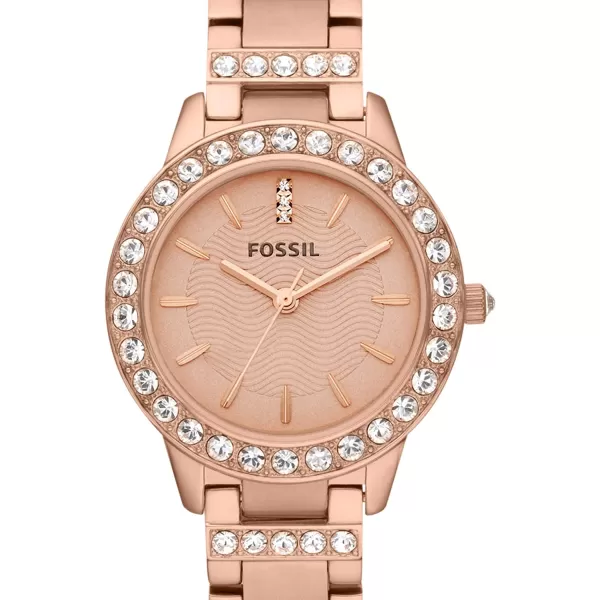 imageWomens  Rose Gold  Fossil Jesse Stainless Steel CrystalAccented Dress Quartz Watch