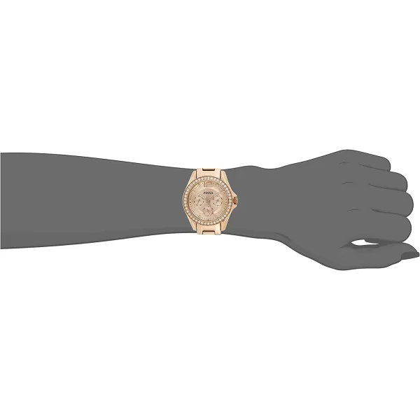 imageWomens  Rose Gold Fossil Riley Stainless Steel CrystalAccented Multifunction Quartz Watch