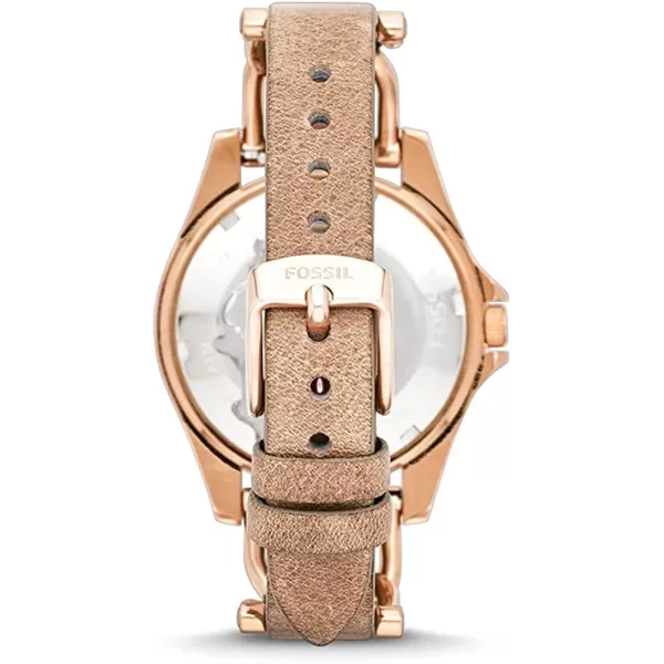 imageWomens  Rose Gold Tan Fossil Riley Stainless Steel CrystalAccented Multifunction Quartz Watch