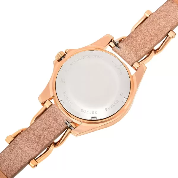 imageWomens  Rose Gold Tan Fossil Riley Stainless Steel CrystalAccented Multifunction Quartz Watch