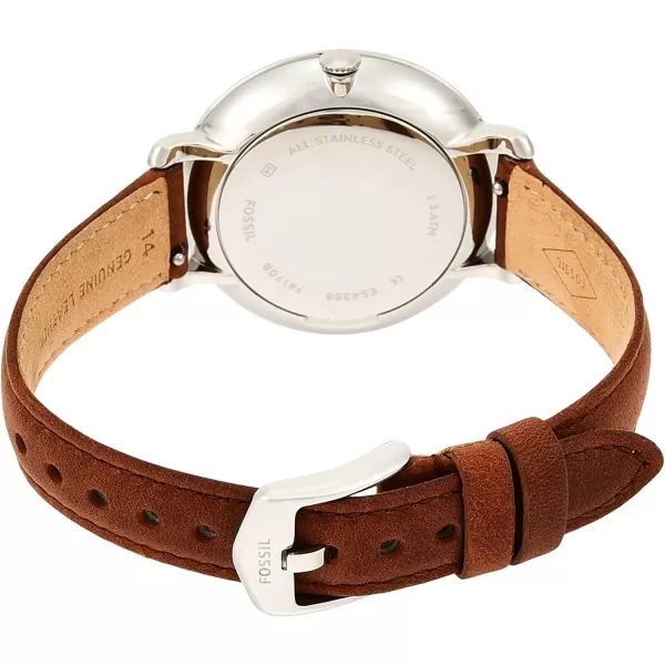 imageWomens  Silver Brown Fossil Jacqueline Quartz Stainless Steel and Leather Watch