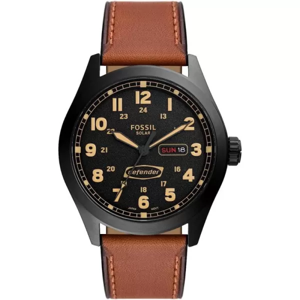 imageFossil Defender Mens SolarPowered Stainless Steel WatchBlack Brown