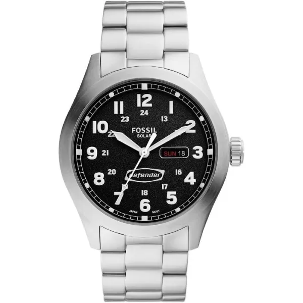 imageFossil Defender Mens SolarPowered Stainless Steel WatchSilver