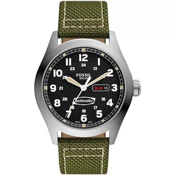 imageFossil Defender Mens SolarPowered Stainless Steel WatchSilver Green