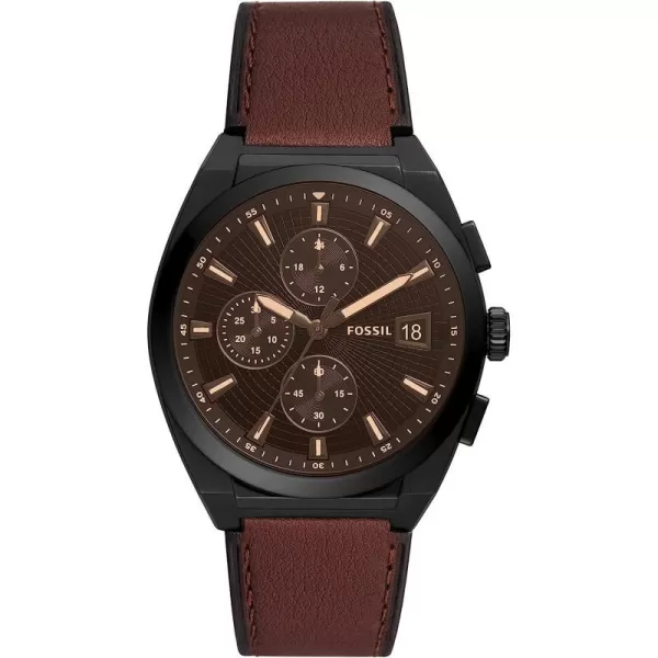 imageFossil Everett Mens Watch with Stainless Steel or Leather BandBlack Brown